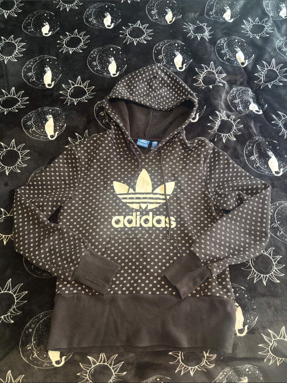 adidas Black Hoodie with White Trefoil Logo